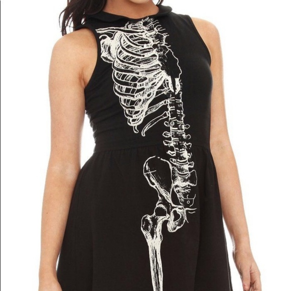 *SOLD* Iron Fist Skeleton Print Sleeveless Dress - Picture 1 of 6